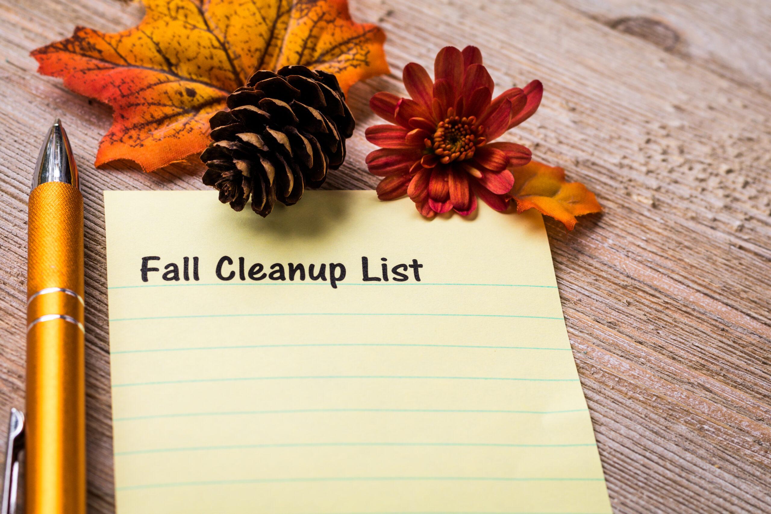 Fall,Cleaning,List,Concept,On,Notebook,And,Wooden,Board